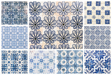 Panele Szklane Podświetlane  Piękny kolaż różnych tradycyjnych portugalskich płytek zwanych azulejos