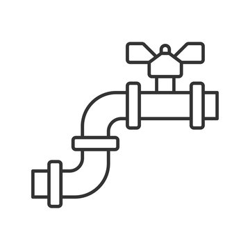 recommend clip art: Pipe with valve linear icon