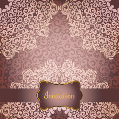 Wedding invitation or greeting card with floral mandala and Place for your text. Vintage decorative elements. Vector illustration