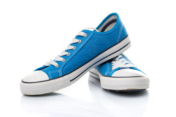 blue sneakers isolated on white background