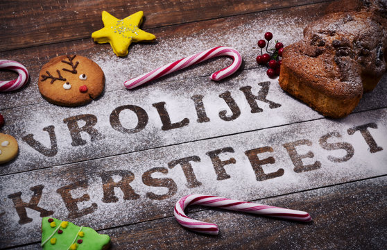text vrolijk kerstfeest, merry christmas in dutch