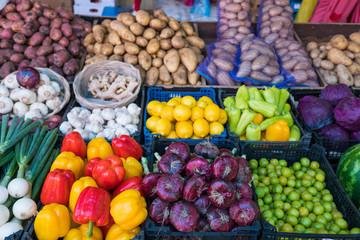 Naklejka na ściany i meble Fresh and organic vegetables at farmers market