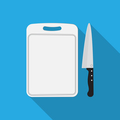 Plastic chopping board and knife icon.