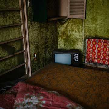 Abandoned television in retro room