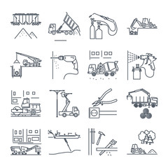 set of thin line icons construction and renovation, equipment