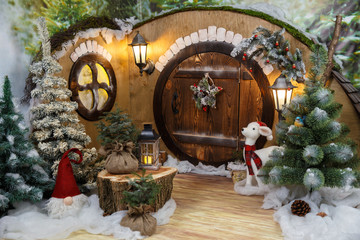 New Year's house of a gnome / hobbit. Studio photography