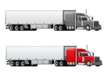 Trailer truck long vehicle vector isolated icons