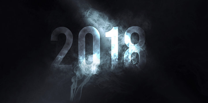 2018 new year smoke effect writing
