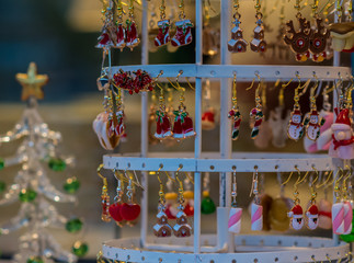 Christmas Decorations in a market. Italy.