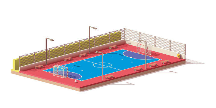 Vector low poly futsal court