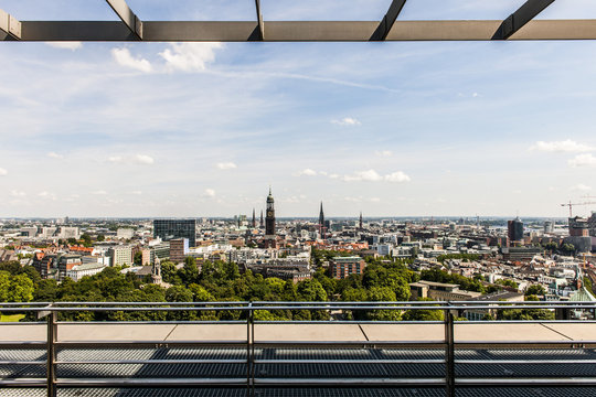 View to the church of St. Michael and other churches in Hamburg, Hamburg, Germany