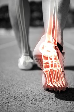 Highlighted Foot Bones Of Jogging Man