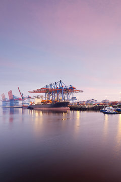 Container ships, Hamburg Harbour, Hamburg, Germany