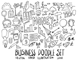 Obraz premium Set of Business illustration Hand drawn doodle Sketch line vector eps10