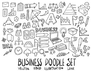 Set of Business illustration Hand drawn doodle Sketch line vector eps10