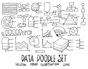 Set of Data illustration Hand drawn doodle Sketch line vector eps10