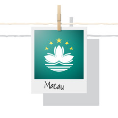 Asian country flag collection with photo of Macau flag on white background , vector , illustration