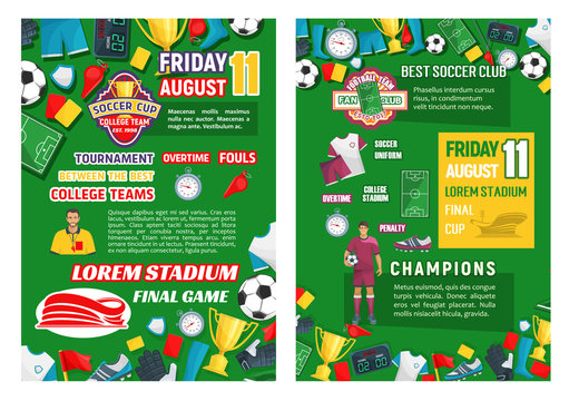 Vector posters for soccer club game