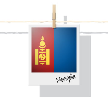 Asian country flag collection with photo of Mongolia flag on white background , vector , illustration