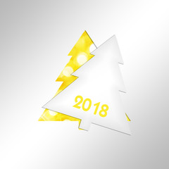 2018, paper christmas tree square greeting card