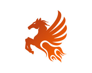 Fire Flying Pegasus Hot Angry Modern Wings Red Animal Logo