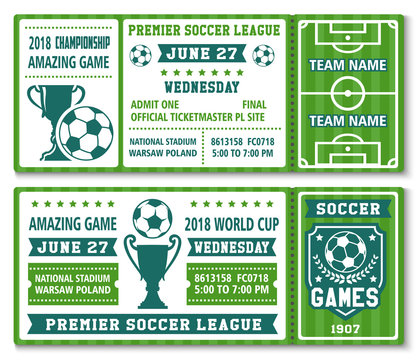 Vector tickets template soccer football cup 2018
