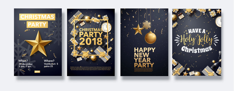  happy new year 2018 gold and black collors place for text chris