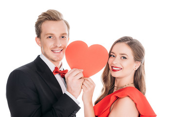 Fototapeta na wymiar couple with red paper heart