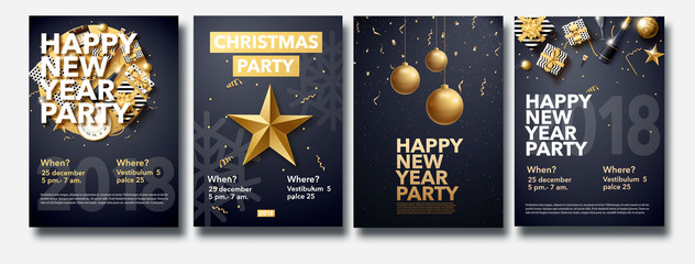 Fototapeta na wymiar happy new year 2018 gold and black collors place for text chris
