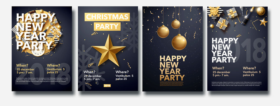  happy new year 2018 gold and black collors place for text chris
