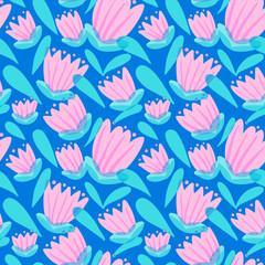 Floral seamless pattern with tranparency elements. Background with abstract bright flowers.