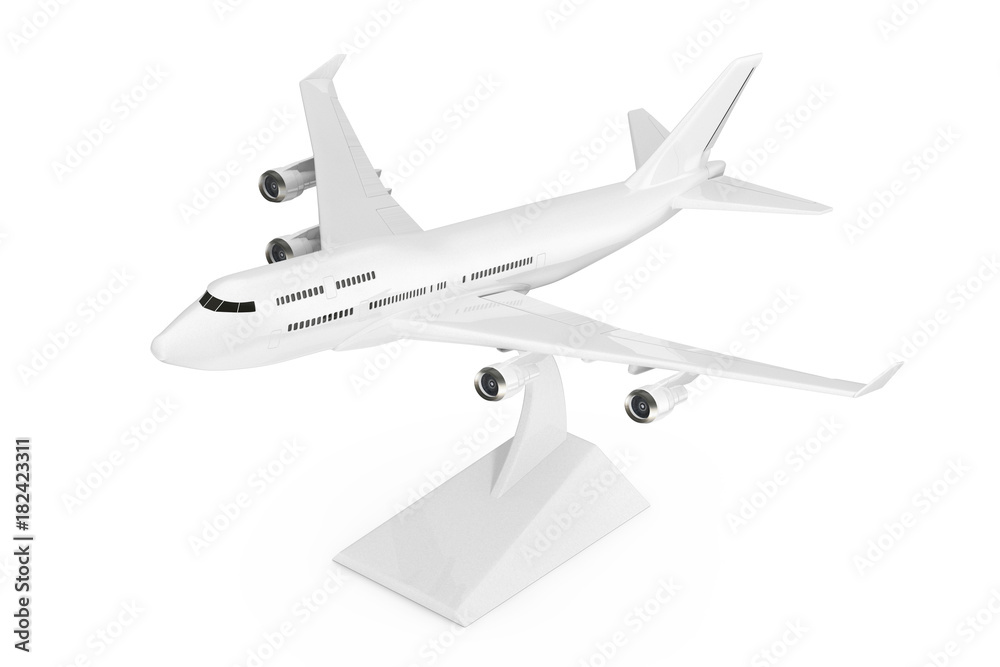 Poster white jet passenger's сommercial airplane model. 3d rendering