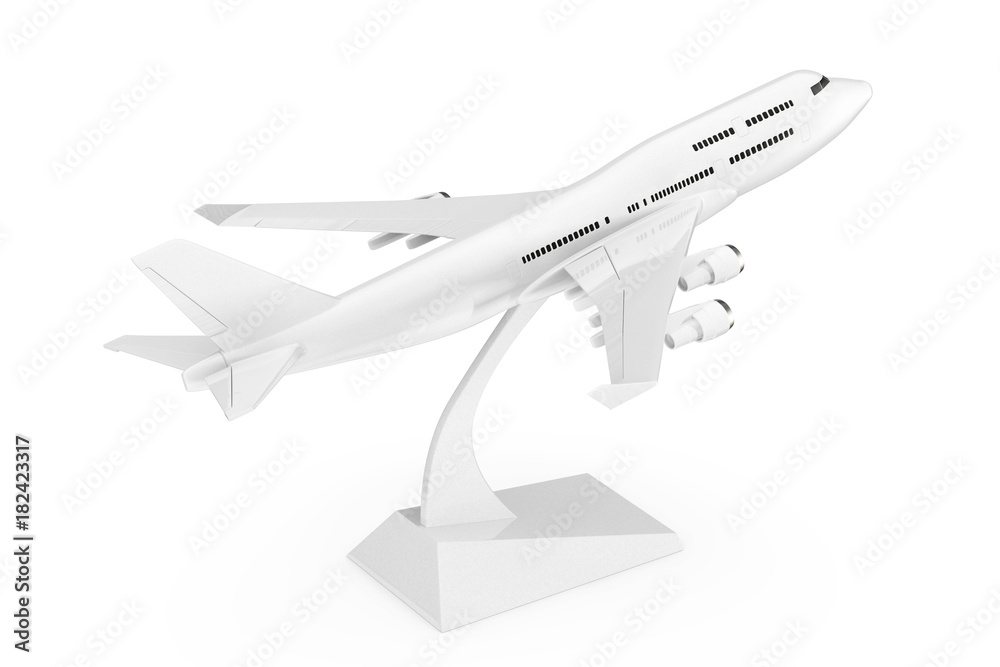 Poster white jet passenger's сommercial airplane model. 3d rendering