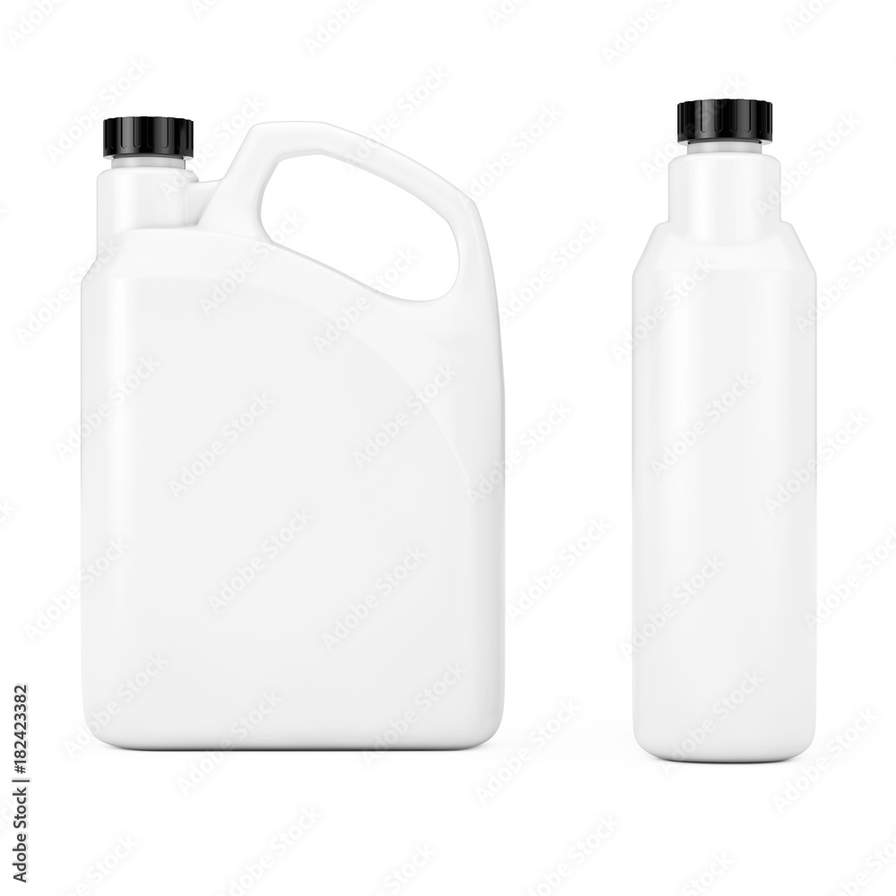 Aufkleber White Plastic Blank Container Canister with Blank Space for Yours Design. 3d Rendering
