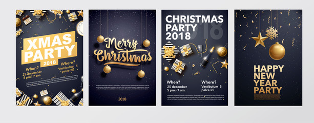  happy new year 2018 gold and black collors place for text chris