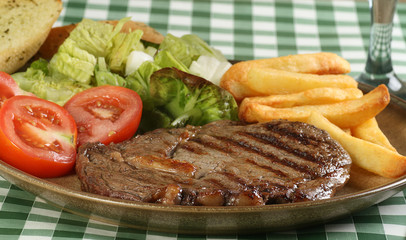 rib eye steak wth fries