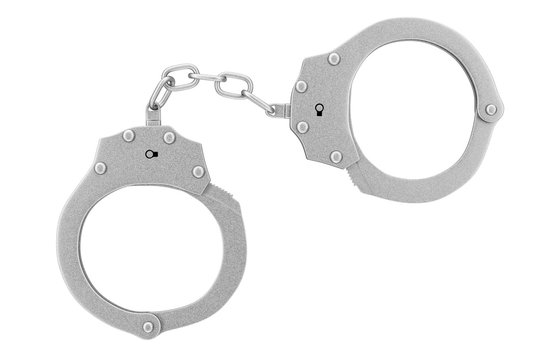 Crime and Law Concept. Metal Handcuffs. 3d Rendering
