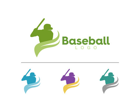 Simple modern baseball player logo