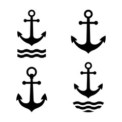 Anchor vector icons on white background