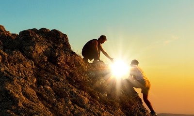 Climbing.