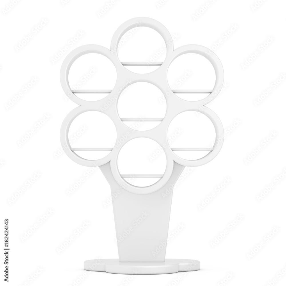 Aufkleber White Empty Showcase Display With Retail Shelves as Tree Shape. 3d Rendering