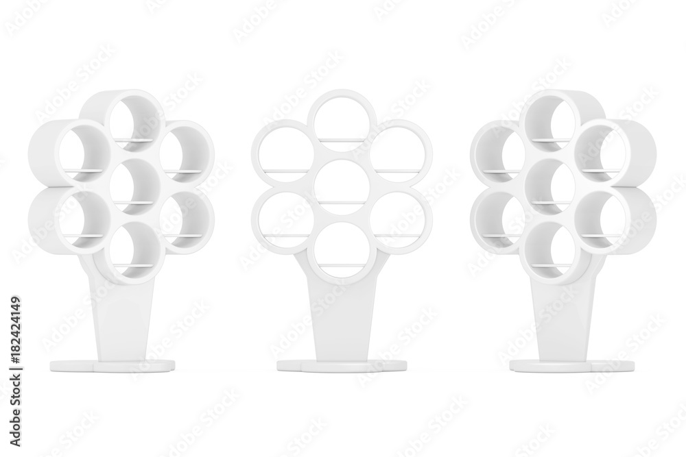 Aufkleber White Empty Showcase Display With Retail Shelves as Tree Shape. 3d Rendering