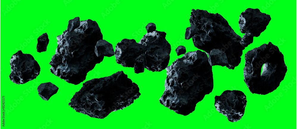 Aufkleber dark rock asteroid pack 3d rendering