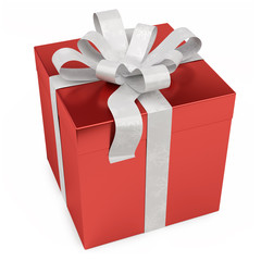 Red christmas gift isolated 3D rendering