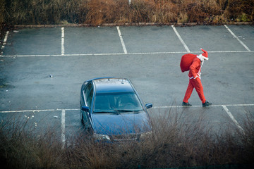 Santa in the parking lot