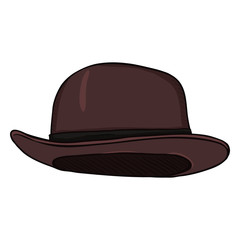 Vector Cartoon Brown Color Bowler Hat