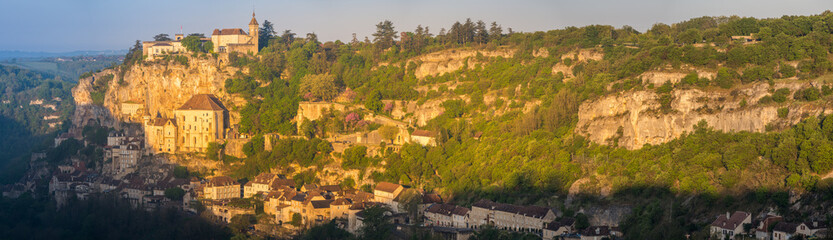 Fototapeta na wymiar Rocamadour village a picturesque unesco world heritage site in france at sunrise