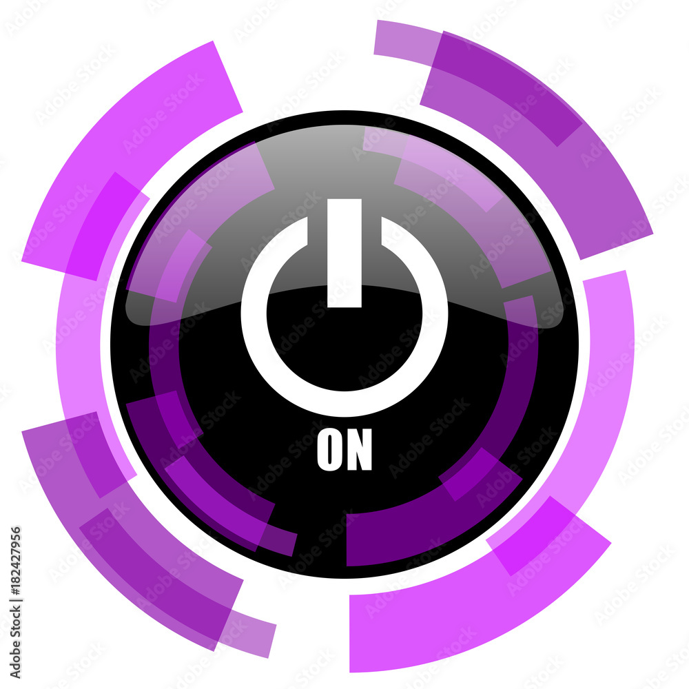 Aufkleber Power on pink violet modern design vector web and smartphone icon. Round button in eps 10 isolated on white background.
