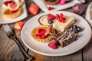 close up of colourful cake selection 