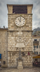 Fototapeta na wymiar Montenegro Kotor Clock Tower Facade